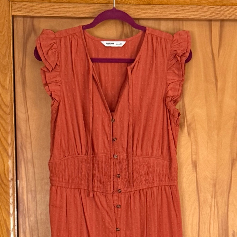 Sonoma Terracotta Ruffle Sleeve Maxi Dress